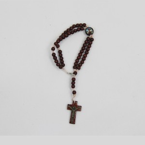 PU1541580 - Pulseira Terço São Jorge Madeira - 22x1,8cm