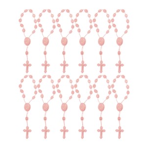 DZ05007P12 - Dezena de Acrílico Rosa Perolado c/12un. (Mini Terço) - 13,5x1cm