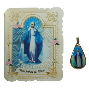 CM14004 - Cartão N. Sra. das Graças c/ Medalha - 7,5x6cm
