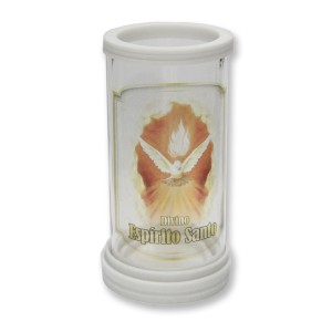 PV158179 - Porta Vela Vidro Divino Espírito Santo - 17x9,3cm