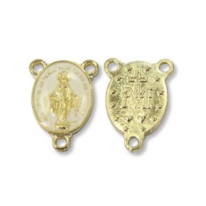 ET1620600P2 - Entremeio N. Sra. Das Graças Dourado Resinado Branco c/ 2un. - 2,5x1,7cm