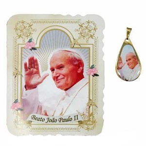 CM141400 - Cartão Papa João Paulo II c/ Medalha - 7,5x6cm