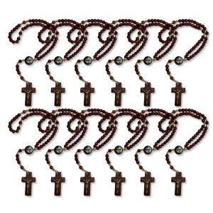 TE941400P12 - Terço São Jorge Madeira c/ 12un. - 24cm