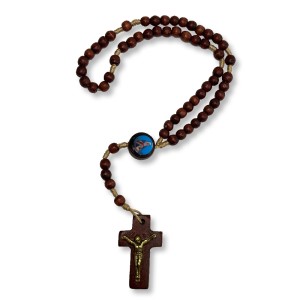 TE941010 - Terço Maria Passa Na Frente Madeira - 24cm