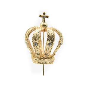 CS3163 - Coroa de Fundição c/ Strass Branco p/ Imagem de Nossa Senhora (F4) - 9,8x5,5cm Diâmetro 2,4cm