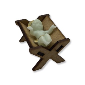 IM32406 - Menino Jesus Fluorescente c/ Manjedoura - 4,6x3,6cm