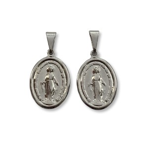 MD030110 - Medalha N. Sra. Das Graças Aço Inox c/ 1un. - 2x1,3cm