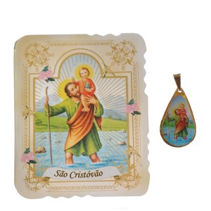 CM141409 - Cartão São Cristovão c/ Medalha - 7,5x6cm