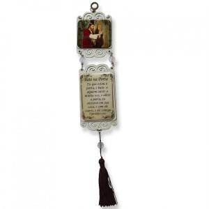 MO413742 - Móbile Jesus Bate na Porta MDF Resinado - 36x6,3cm
