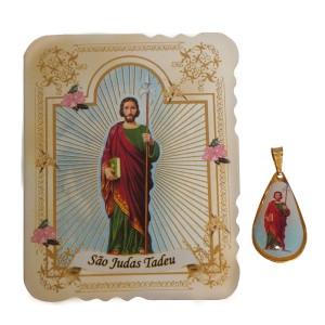 CM141414 - Cartão São Judas Tadeu c/ Medalha - 7,5x6cm