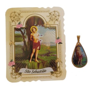 CM141416 - Cartão São Sebastião c/ Medalha - 7,5x6cm