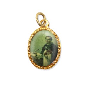 MD103284P10 - Medalha de Alumínio Oval Dourada c/ 10un. São Tomás de Aquino - 2x1,3cm