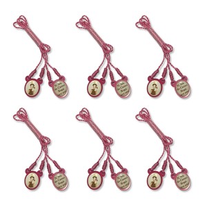 ES720104P6 - Escapulário N. Sra. do Carmo Infantil Acrílico Rosa c/ 6un. - 33x1,4cm