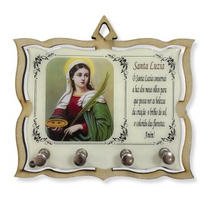 PC380622 - Porta Chaves Santa Luzia MDF Resinado - 15,5x14cm