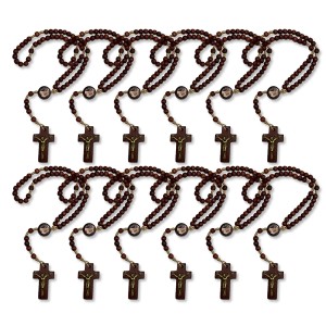 TE941004P12 - Terço N. Sra. De Fátima Madeira c/ 12un. - 24cm