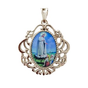 MD129111 - Medalha N. Sra. de Fátima Camafeu Níquel - 4,5x4cm