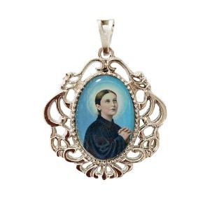 MD129082 - Medalha Santa Gemma Galgani Camafeu Níquel - 4,5x4cm