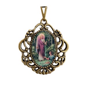 MD129905 - Medalha São Rafael Arcanjo Camafeu Ouro Velho - 4,5x4cm