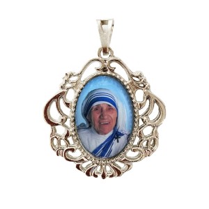 MD129004 - Medalha Madre Teresa de Calcutá Camafeu Níquel - 4,5x4cm