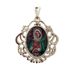 MD129050 - Medalha Santa Apolônia Camafeu Níquel - 4,5x4cm