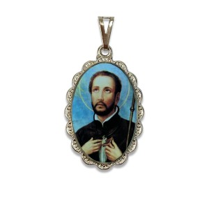 MD128491 - Medalha São Francisco Xavier Rendada Níquel - 4,3x2,7cm