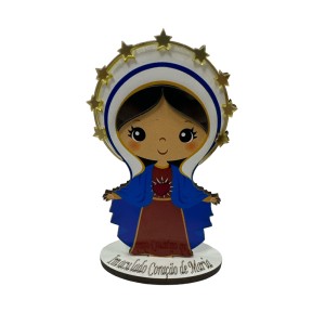 PE721504 - Pedestal Imaculado Coração de Maria MDF - 12,5x7,5cm
