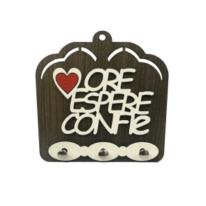 PC1981201 - Porta Chaves Ore, Espere e Confie - 12,5x12,7cm