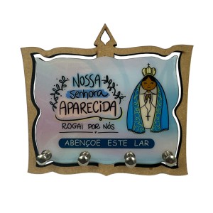 PC380590 - Porta Chaves N. Sra. Aparecida MDF Resinado - 15x13,5cm