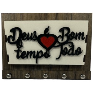 PC1981280 - Porta Chaves Deus é Bom o Tempo Todo - 19,5x14,5cm