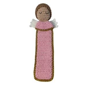 MP1980140 - Marcador de Página Anjo Rosa Crochê - 22x7cm