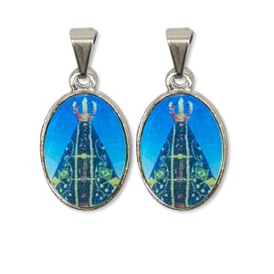 MD126000P2 - Medalha N. Sra. Aparecida PX Dupla Níquel c/ 2un - 3x1,5cm.