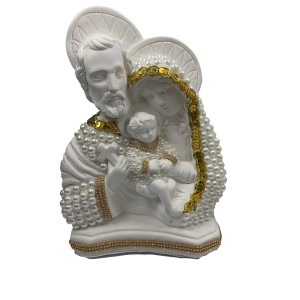 IM53070 - Imagem Sagrada Família c/ Pérola e Strass Dourado - 30x23cm