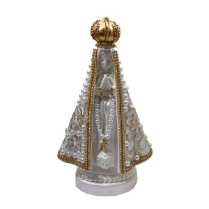 IM100290 - Imagem N. Sra. Aparecida c/ Pérola Branca e Strass - 22x14cm