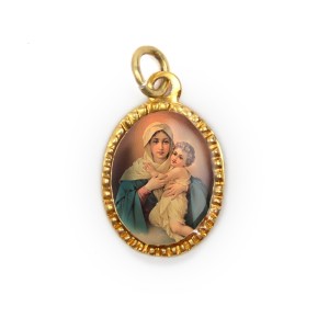 MD103005P10 - Medalha de Alumínio Oval Dourada c/ 10un. Mãe Rainha - 2X1,3cm