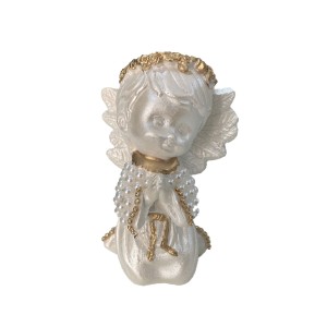 IM721035 - Imagem Anjo c/ Pérola Branca e Strass - 14x10cm