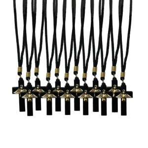 CC370400P12 - Cordão c/ Cruz Madeira c/ Divino Espírito Santo c/ 12un. - 38cm