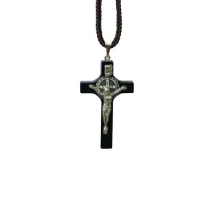 CC360540 - Cordão c/ Crucifixo Madeira São Bento - 40cm