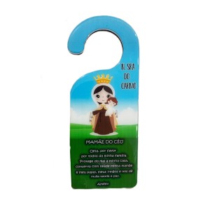 PLC199010 - Placa N. Sra. Do Carmo para Maçaneta de Porta MDF - 18x7,3cm