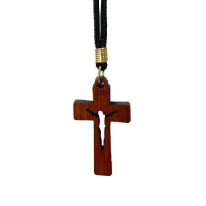 CC360000 - Cordão c/ Crucifixo Madeira Vazado - 43cm