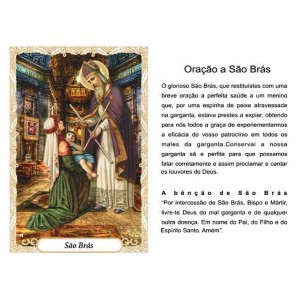 OG141406P100 - Oração São Brás c/ 100un. - 9,5x6,5cm