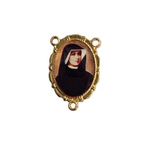 ET1953040 - Entremeio Santa Faustina e Jesus Misericordioso Dourado Duplo Resinado 1un. - 3,2x2,2cm