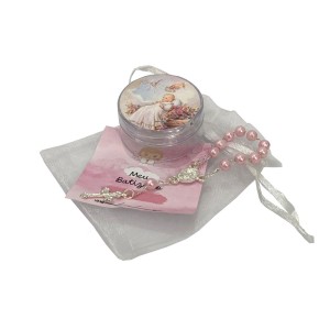 KT75305 - Caixinha de Acrílico Batismo Menina c/ Dezena