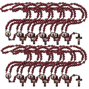 TE940121P12 - Terço N. Sra. Auxiliadora Madeira c/ 12un. - 37cm