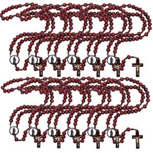 TE940191P12 - Terço Maria Passa Na Frente Madeira c/ 12un. - 37cm