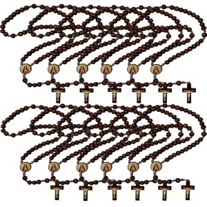 TE940315P12 - Terço Santa Edwiges Madeira c/ 12un. - 37cm