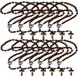 TE940333P12 - Terço Santa Dulce dos Pobres (Irmã Dulce) Madeira c/ 12un. - 37cm