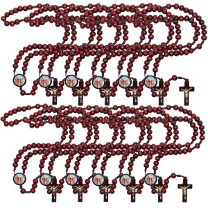 TE940800P12 - Terço Divino Pai Eterno Madeira c/ 12un. - 37cm