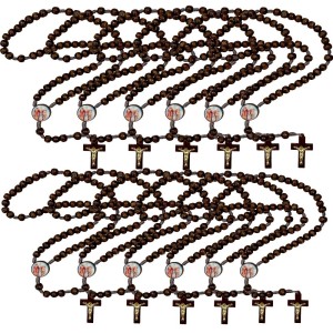 TE940799P12 - Terço Divino Pai Eterno Madeira c/ 12un. - 37cm