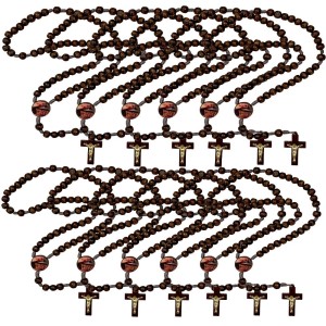 TE940729P12 - Terço Mãos Ensanguentadas de Jesus Madeira c/ 12un.- 37cm