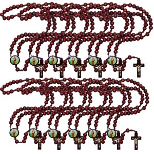 TE940442P12 - Terço São Benedito  Madeira c/ 12un. - 37cm